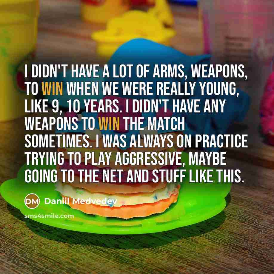 “I didn't have a lot of arms, weapons, to win…” quote by Daniil Medvedev