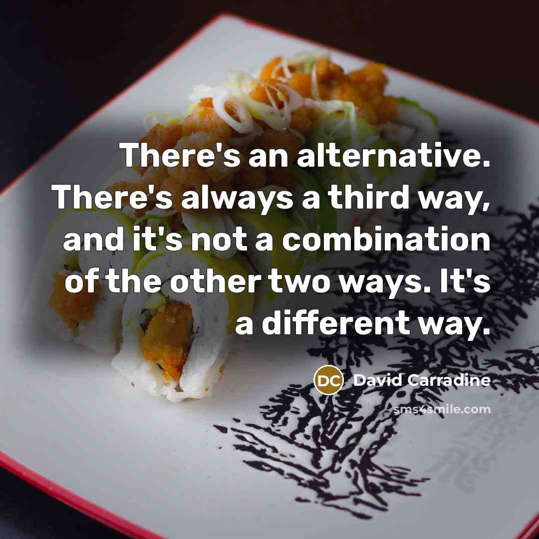 “There's an alternative. There's always a third way, and it's…” quote by David Carradine