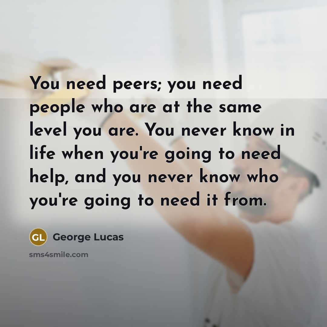 “You need peers; you need people who are at the…” quote by George Lucas