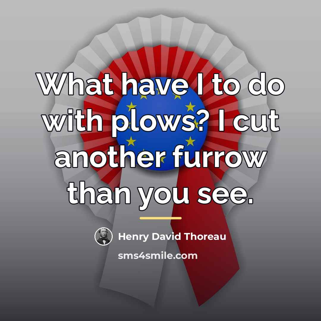 “What have I to do with plows? I cut another…” quote by Henry David Thoreau