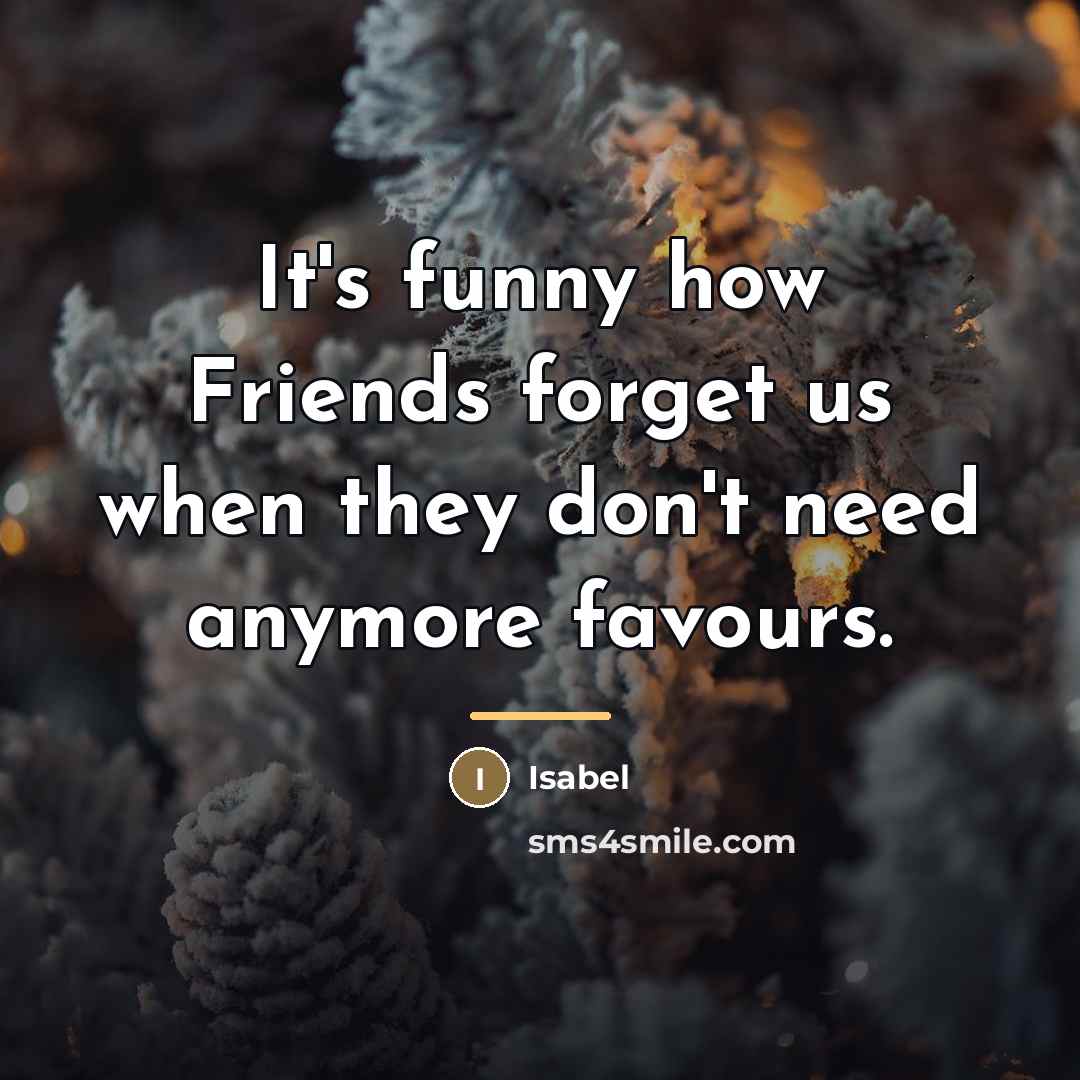 “It's funny how Friends forget us when they don't need…” quote by Isabel