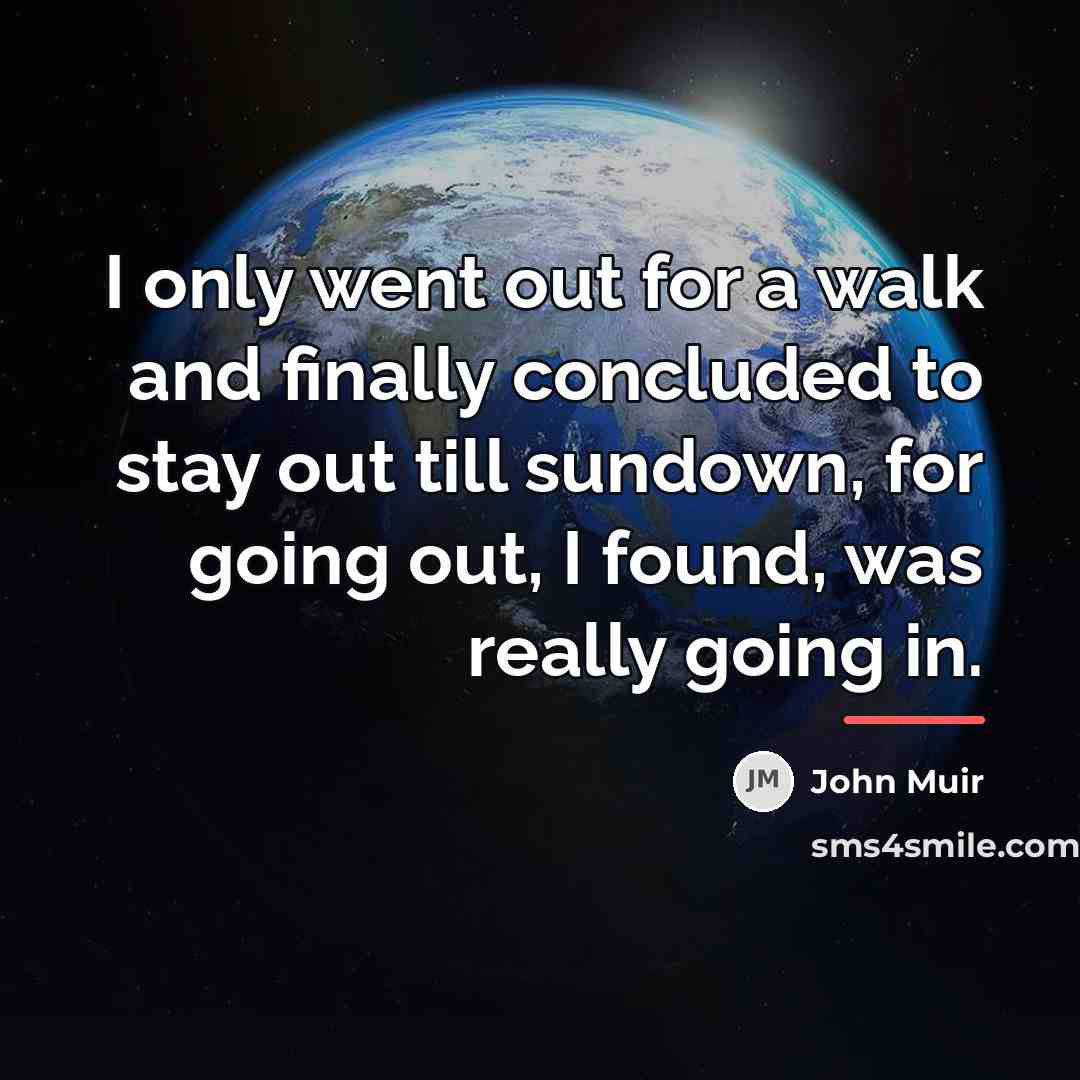 “I only went out for a walk and finally concluded…” quote by John Muir