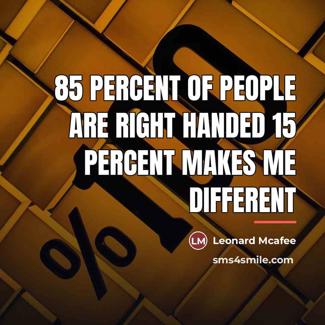 “85 percent of people are right handed 15 percent makes…” quote by Leonard Mcafee