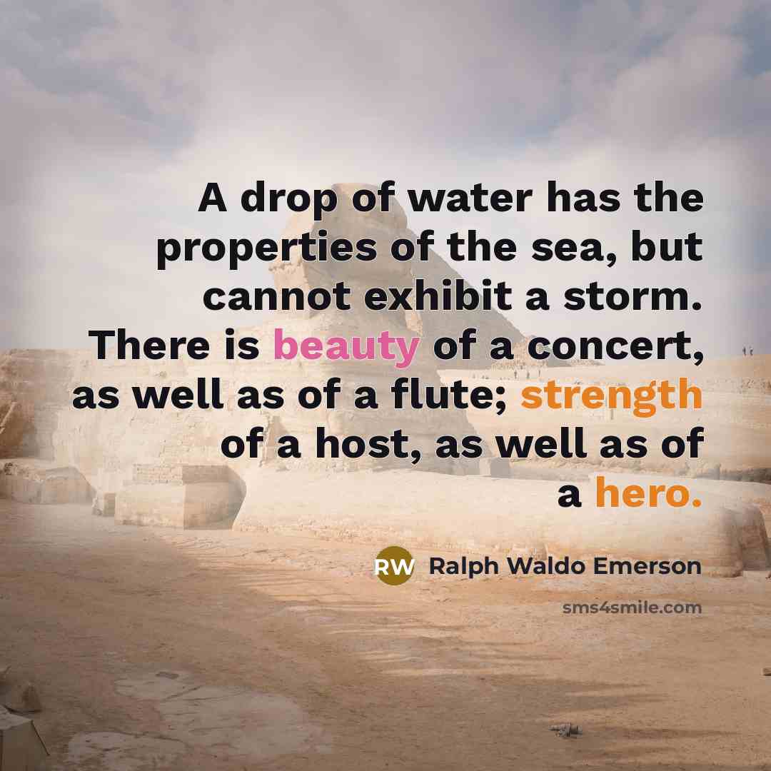 “A drop of water has the properties of the sea,…” quote by Ralph Waldo Emerson