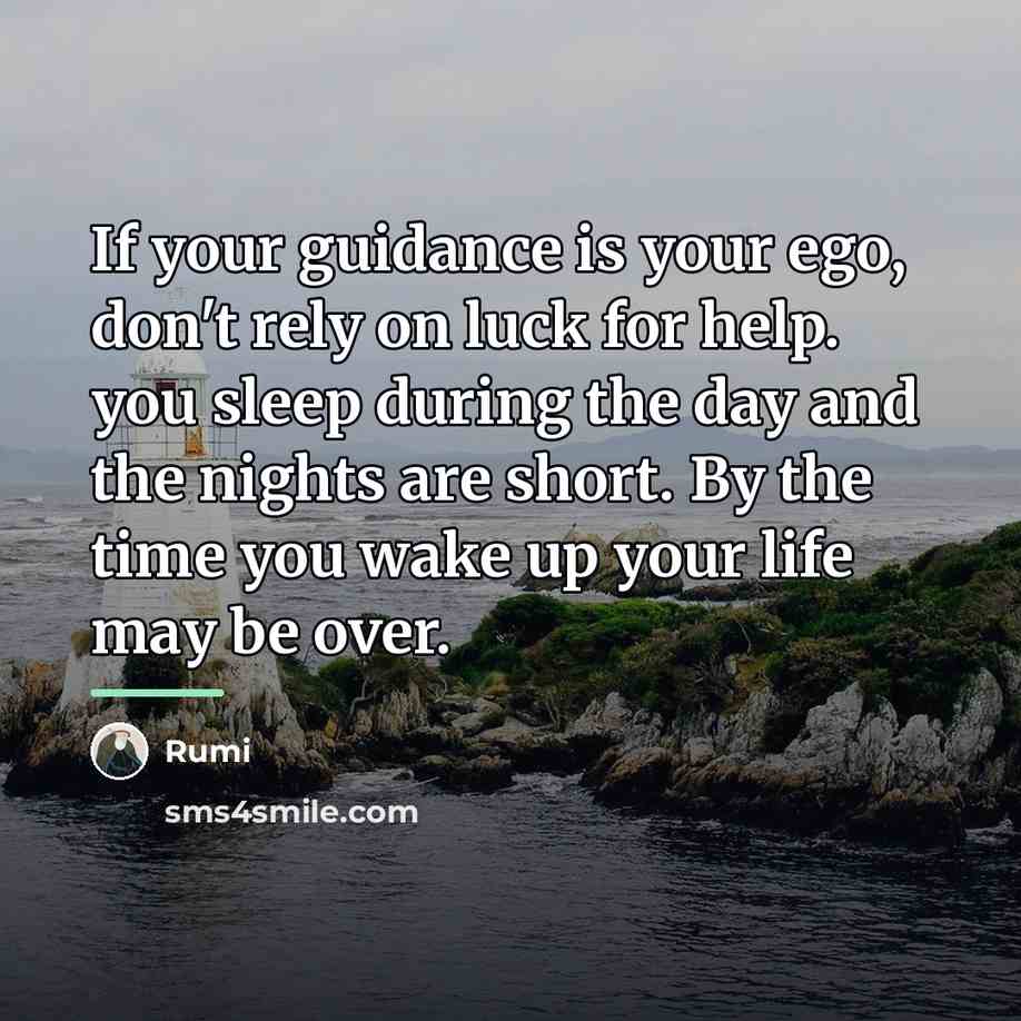 “If your guidance is your ego, don't rely on luck…” quote by Rumi
