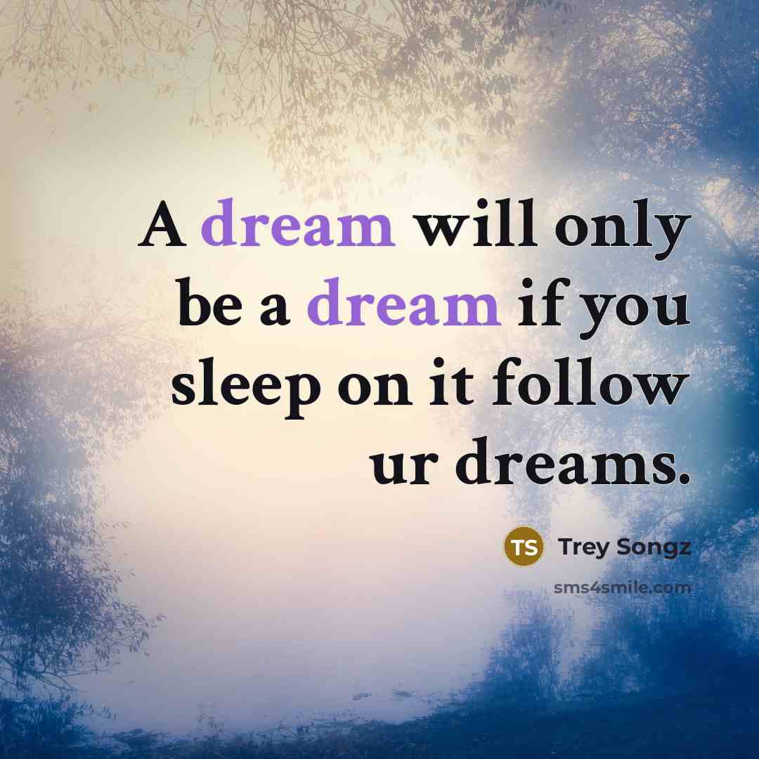 “A dream will only be a dream if you sleep…” quote by Trey Songz
