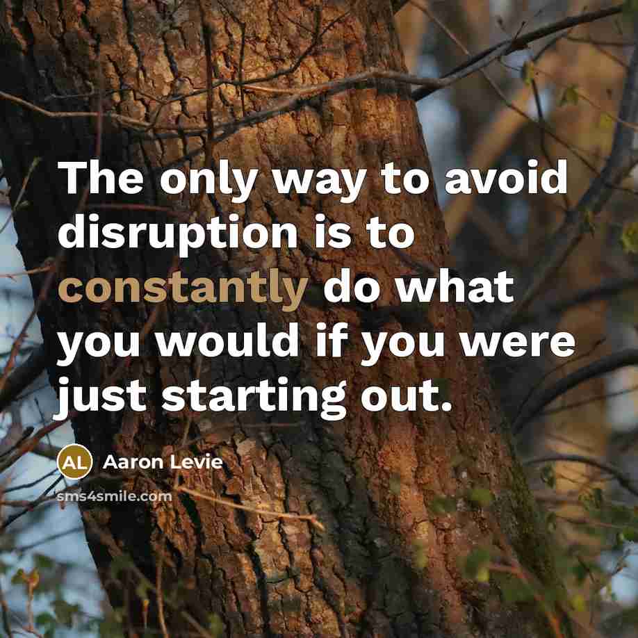 “The only way to avoid disruption is to constantly do what you would if you were just starting out.” quote by Aaron Levie