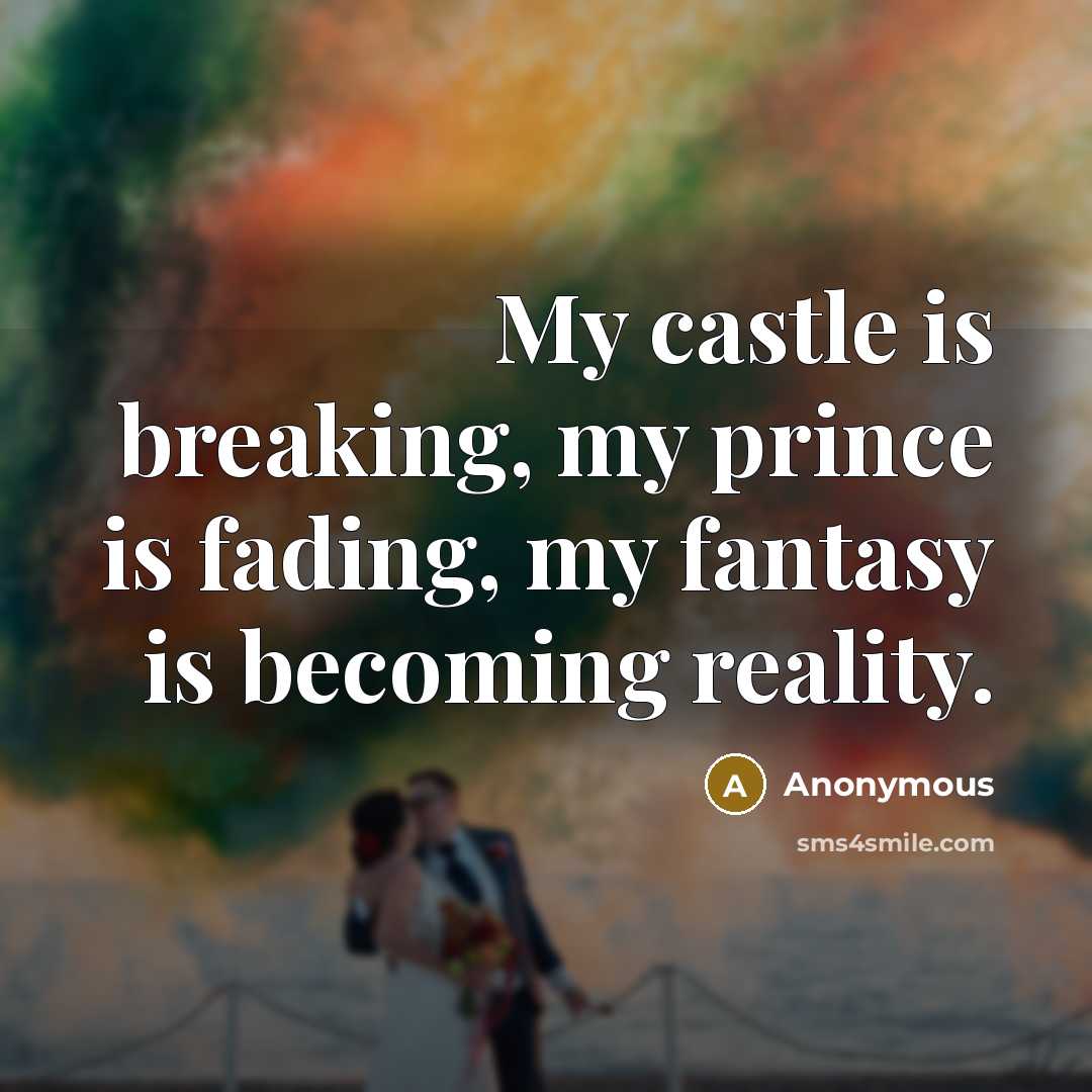 “My castle is breaking, my prince is fading, my fantasy…” quote by Anonymous