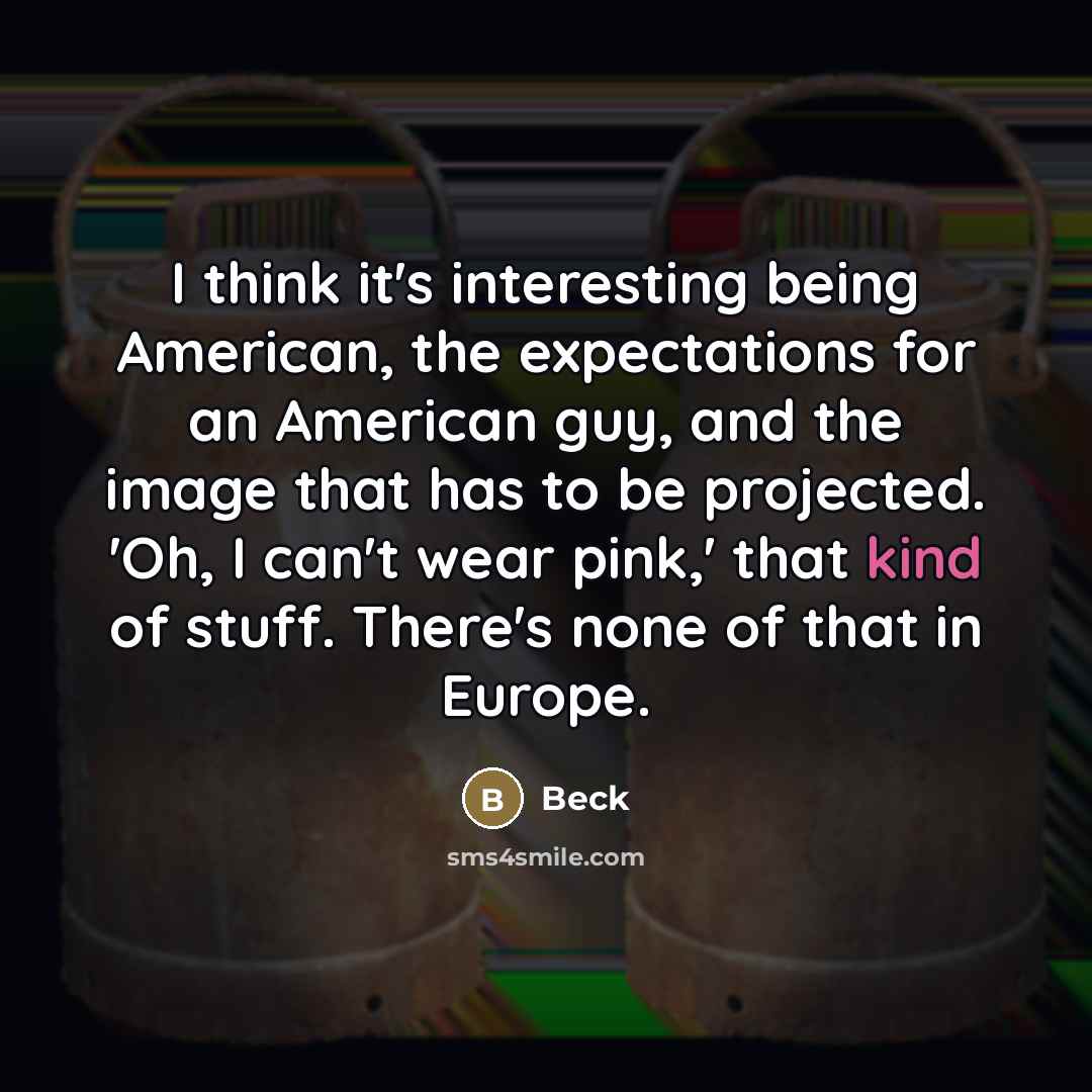 “I think it's interesting being American, the expectations for an…” quote by Beck