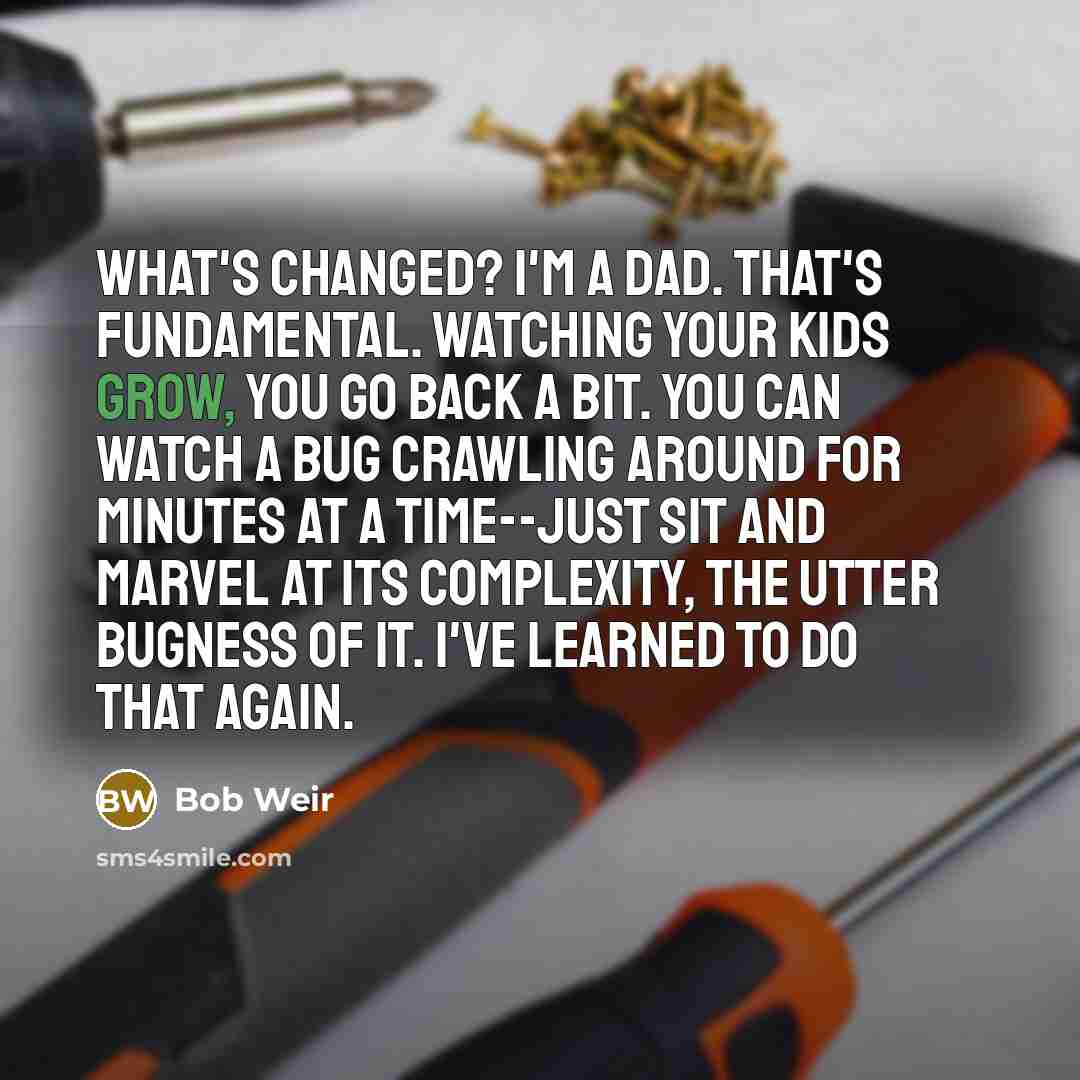 “What's changed? I'm a dad. That's fundamental. Watching your kids…” quote by Bob Weir