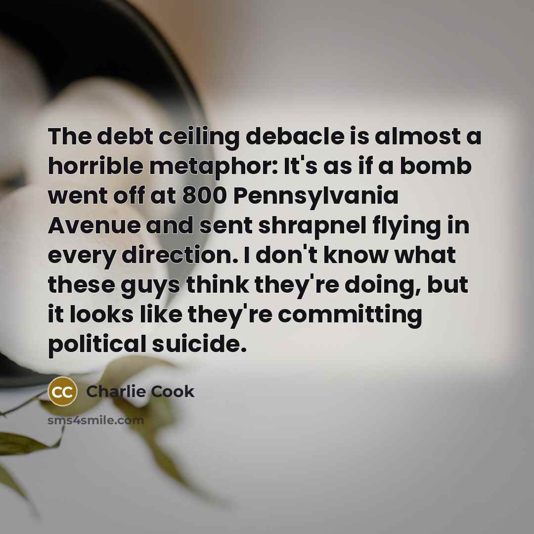 “The debt ceiling debacle is almost a horrible metaphor: It's…” quote by Charlie Cook