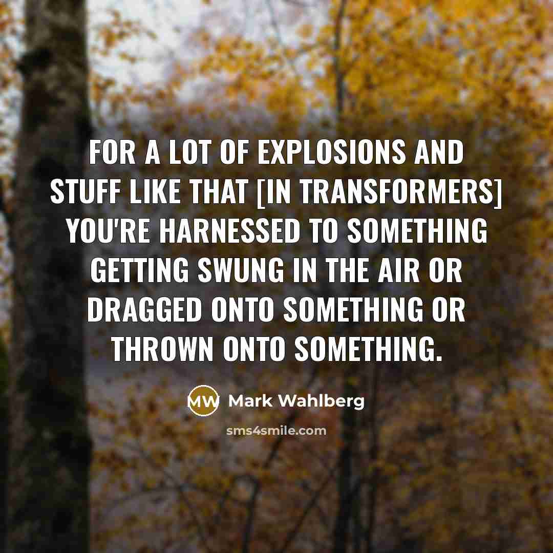 “For a lot of explosions and stuff like that [in…” quote by Mark Wahlberg