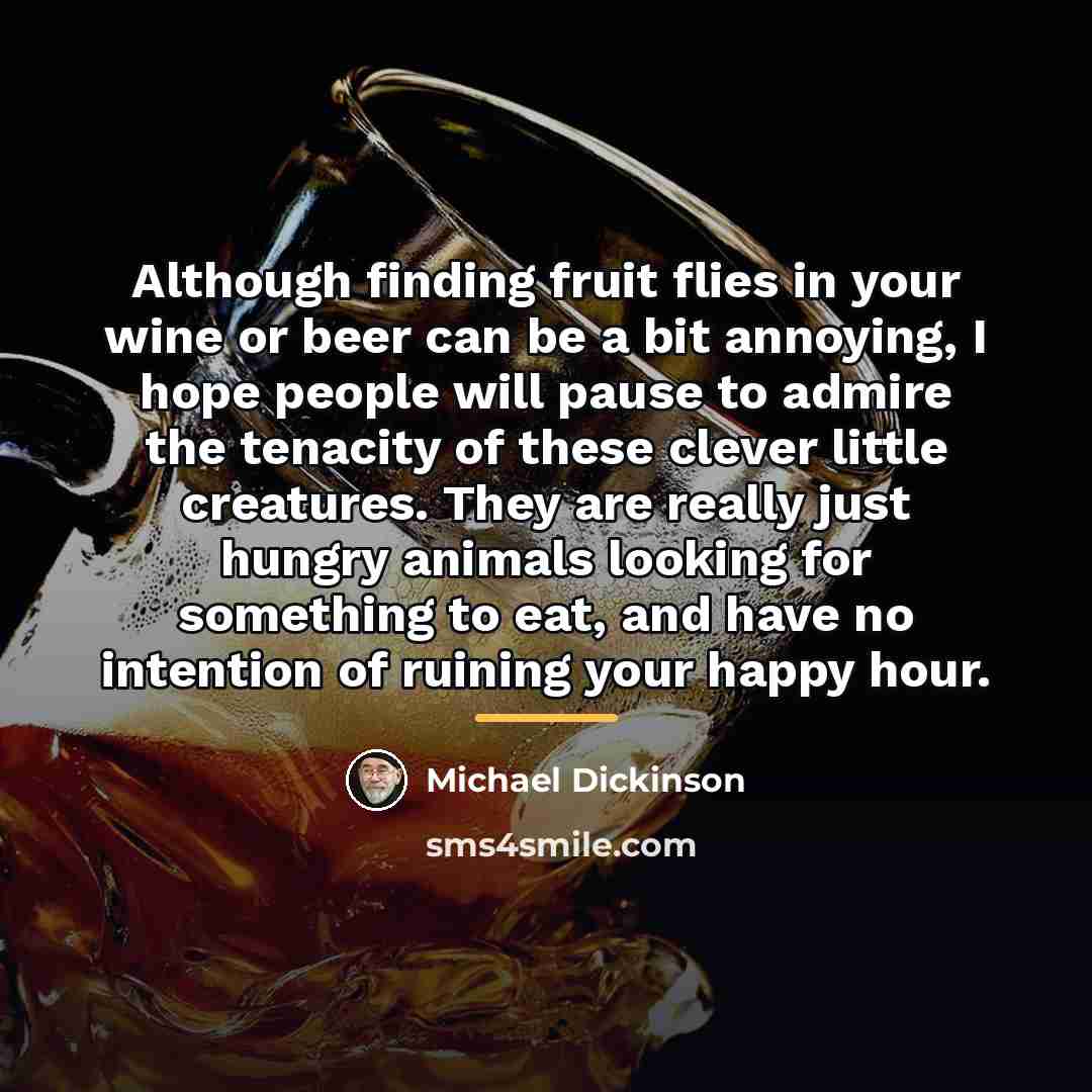 “Although finding fruit flies in your wine or beer can…” quote by Michael Dickinson