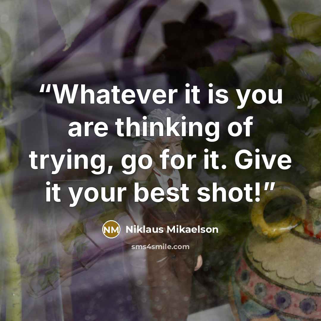 “Whatever it is you are thinking of trying, go for it. Give it your best shot!” quote by Niklaus Mikaelson
