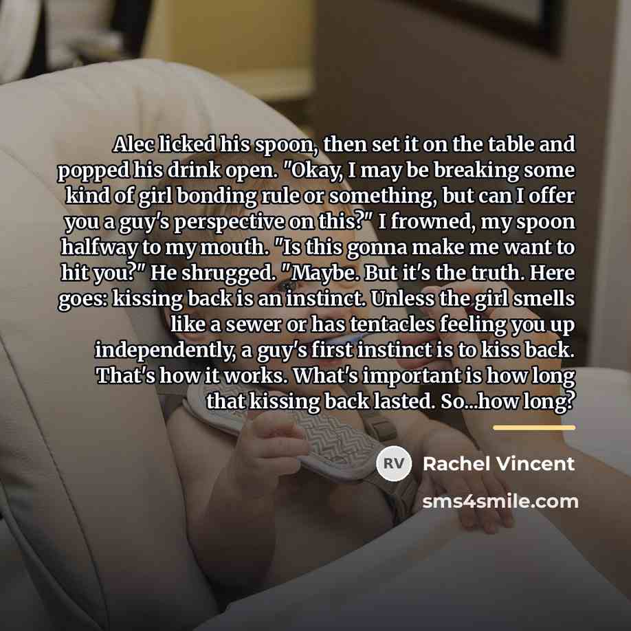 “Alec licked his spoon, then set it on the table…” quote by Rachel Vincent