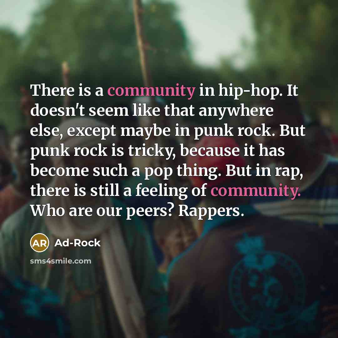 “There is a community in hip-hop. It doesn't seem like…” quote by Ad-Rock