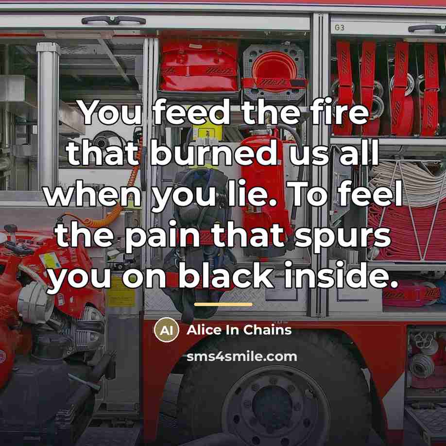 “You feed the fire that burned us all when you…” quote by Alice In Chains