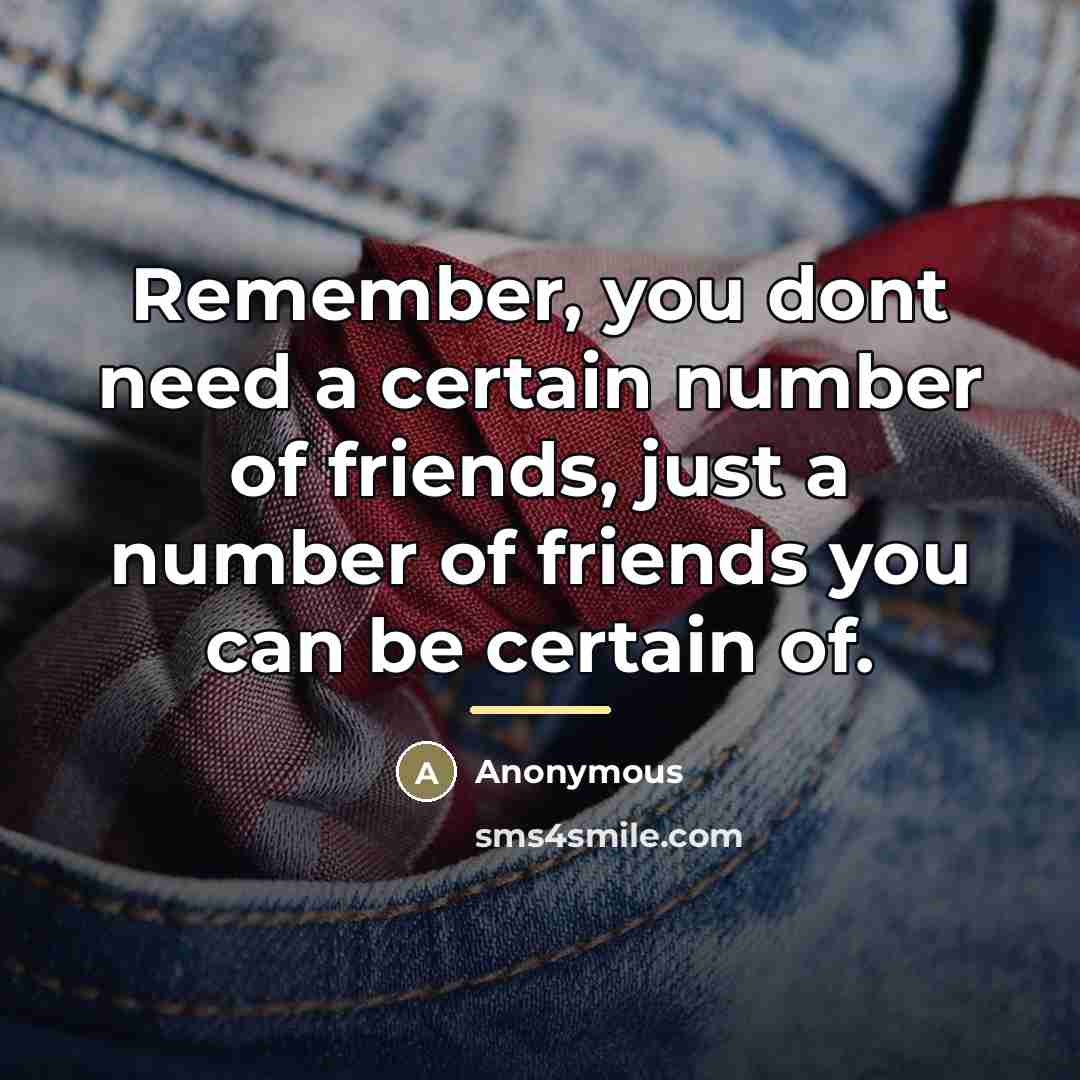 “Remember, you dont need a certain number of friends, just…” quote by Anonymous