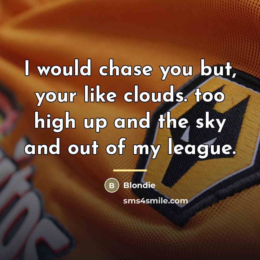 “I would chase you but, your like clouds. too high…” quote by Blondie