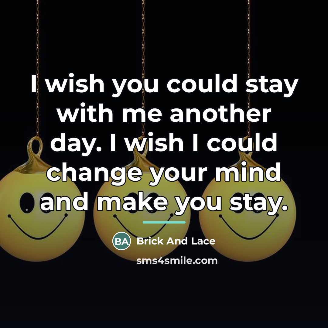 “I wish you could stay with me another day. I…” quote by Brick And Lace