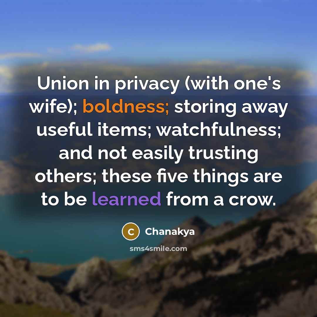 “Union in privacy (with one's wife); boldness; storing away useful…” quote by Chanakya