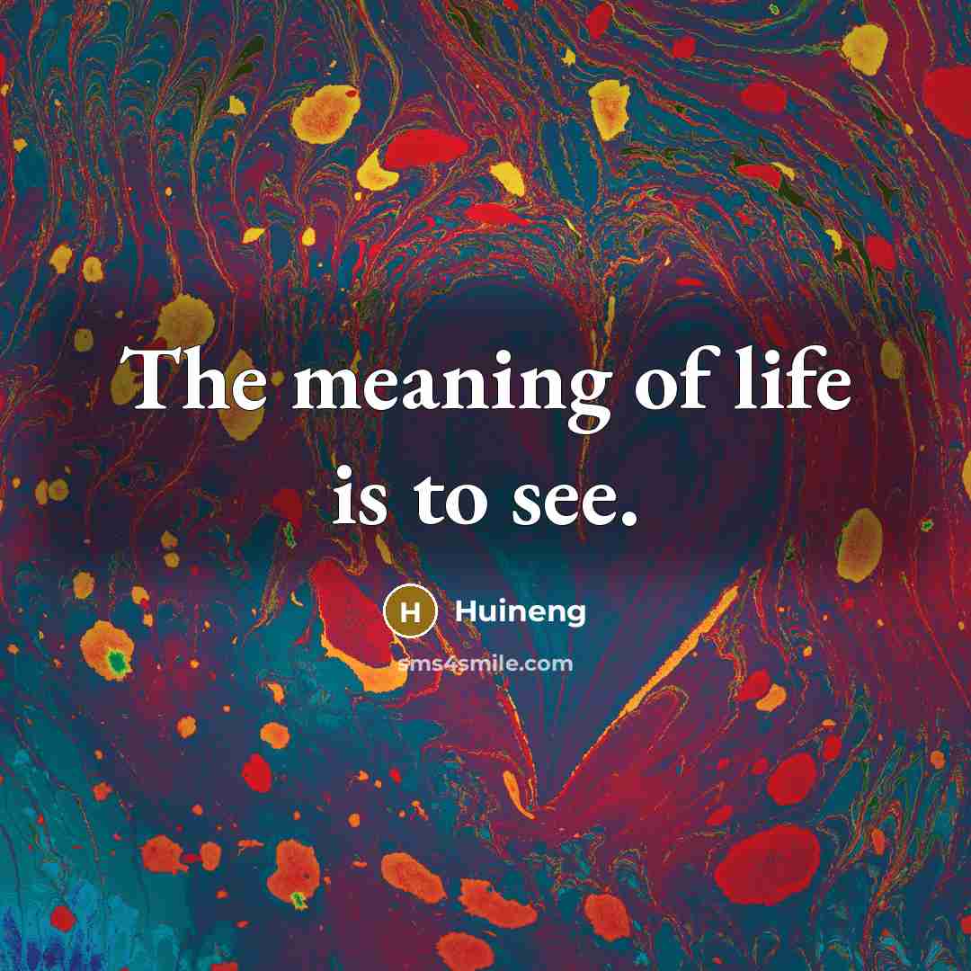 “The meaning of life is to see.…” quote by Huineng