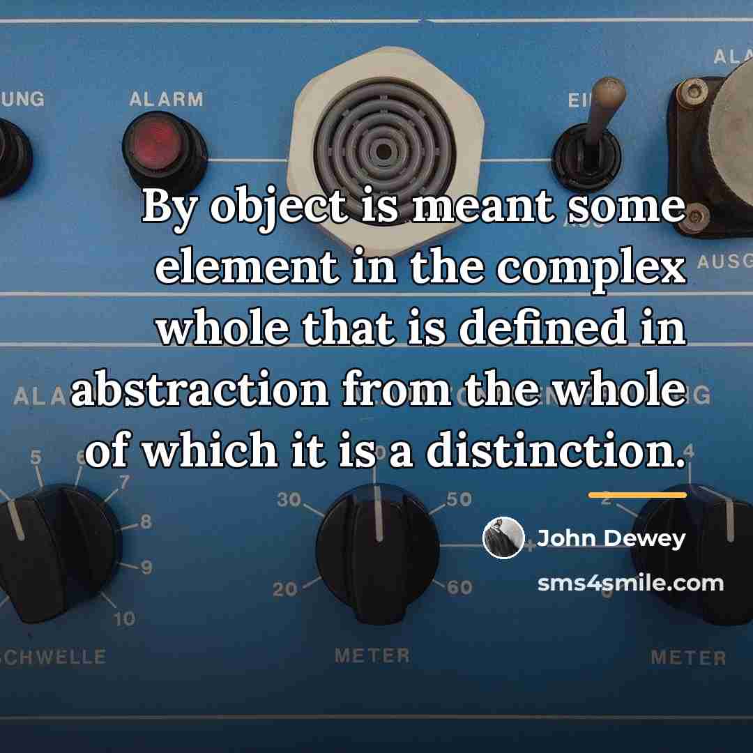 “By object is meant some element in the complex whole…” quote by John Dewey