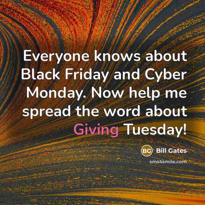 “Everyone knows about Black Friday and Cyber Monday. Now help…” quote by Bill Gates