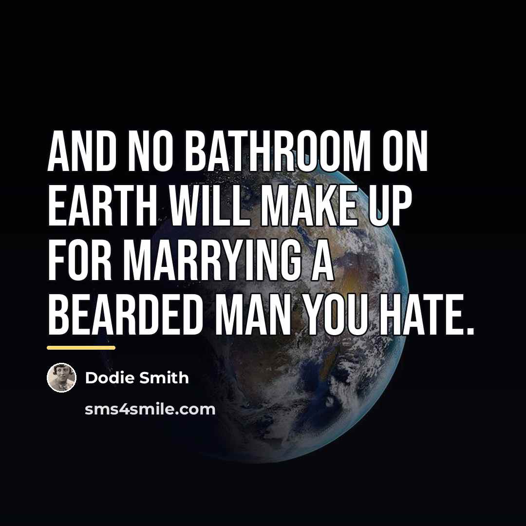 “And no bathroom on earth will make up for marrying…” quote by Dodie Smith