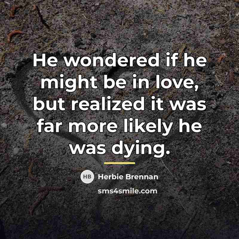 “He wondered if he might be in love, but realized…” quote by Herbie Brennan