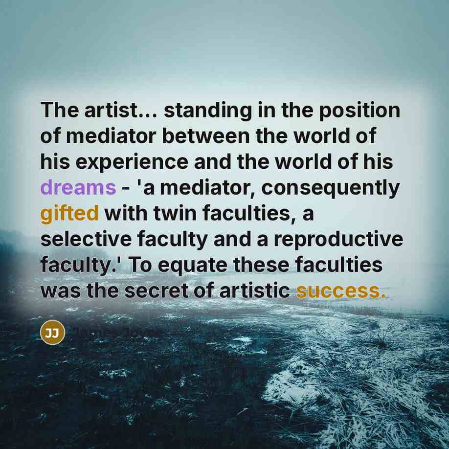 “The artist... standing in the position of mediator between the…” quote by James Joyce