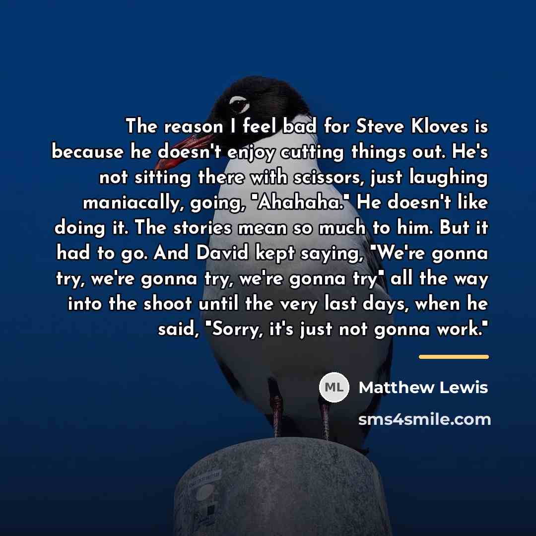 “The reason I feel bad for Steve Kloves is because…” quote by Matthew Lewis