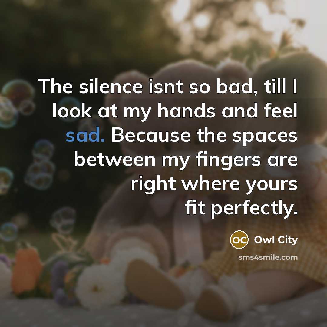 “The silence isnt so bad, till I look at my…” quote by Owl City