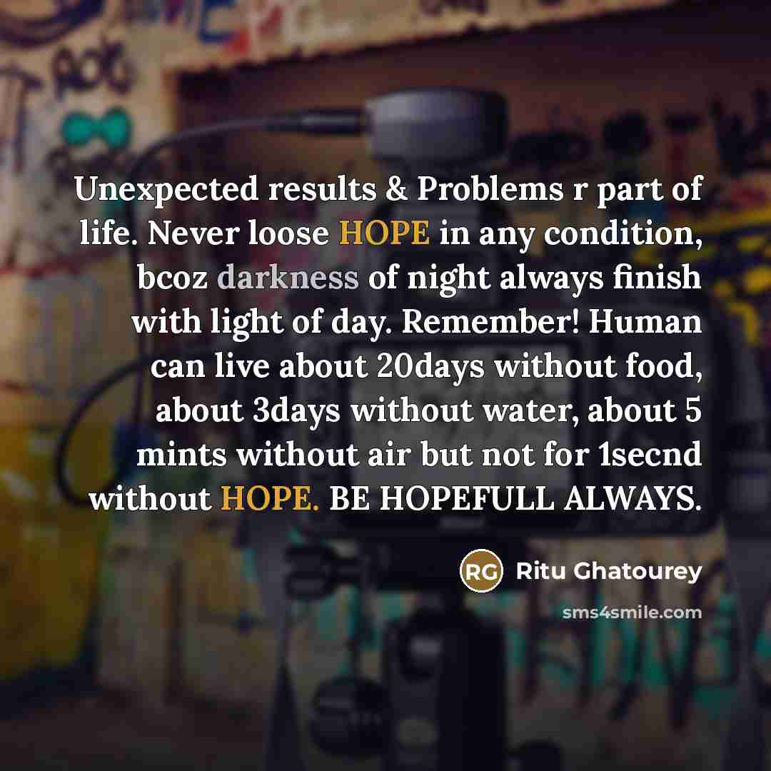 “Unexpected results & Problems r part of life. Never loose…” quote by Ritu Ghatourey