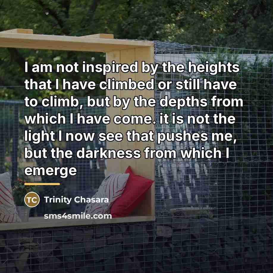 “I am not inspired by the heights that I have…” quote by Trinity Chasara