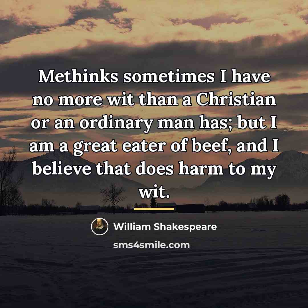 “Methinks sometimes I have no more wit than a Christian…” quote by William Shakespeare