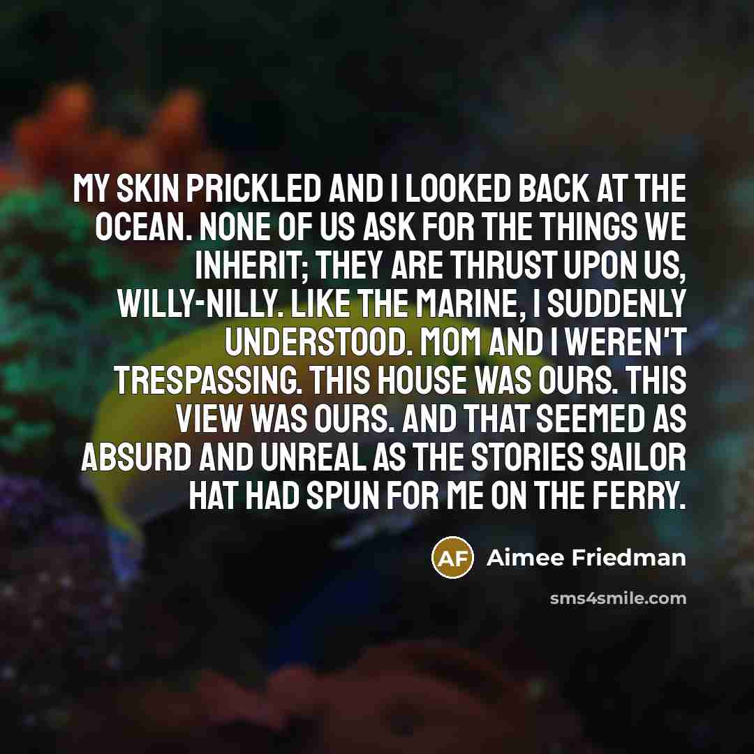 “My skin prickled and I looked back at the ocean.…” quote by Aimee Friedman