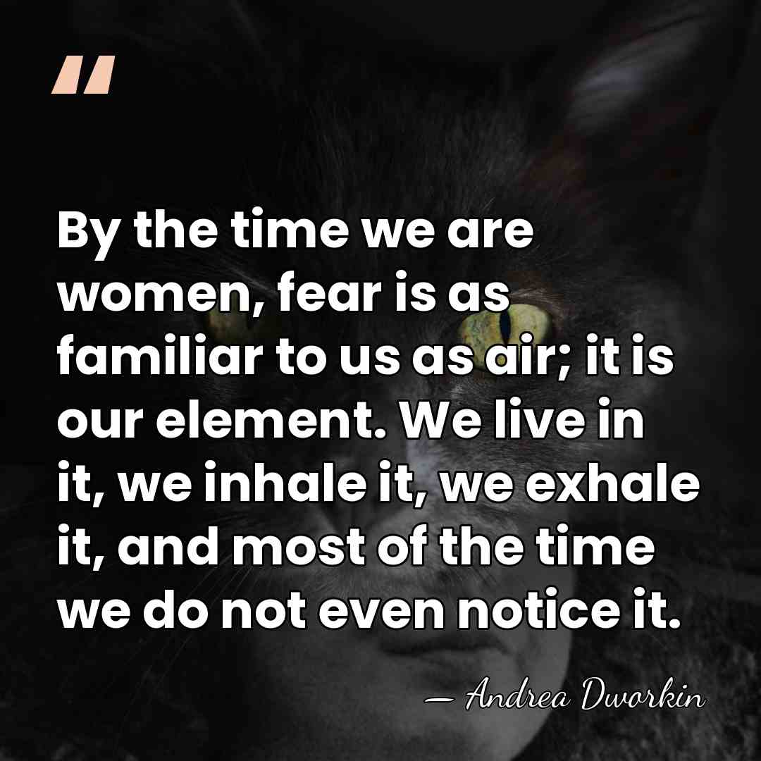 By the time we are women, fear is as familiar to us&hellip; - Andrea Dworkin