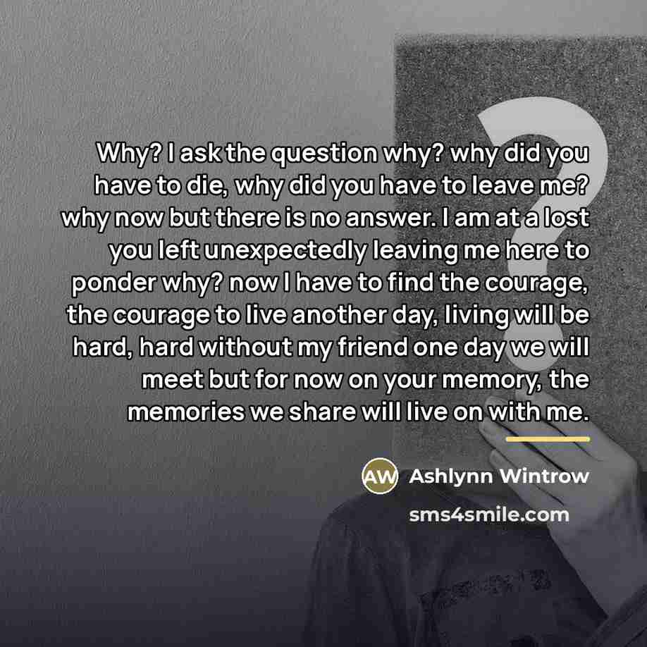 “Why? I ask the question why? why did you have…” quote by Ashlynn Wintrow