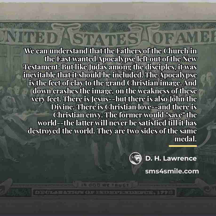“We can understand that the Fathers of the Church in…” quote by D. H. Lawrence