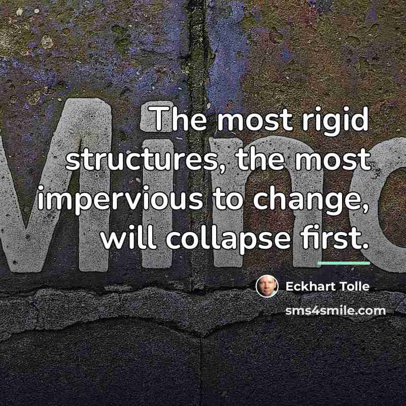 “The most rigid structures, the most impervious to change, will…” quote by Eckhart Tolle