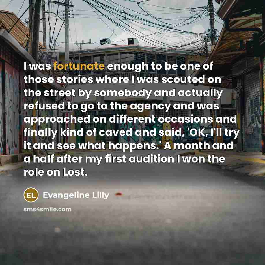 “I was fortunate enough to be one of those stories…” quote by Evangeline Lilly