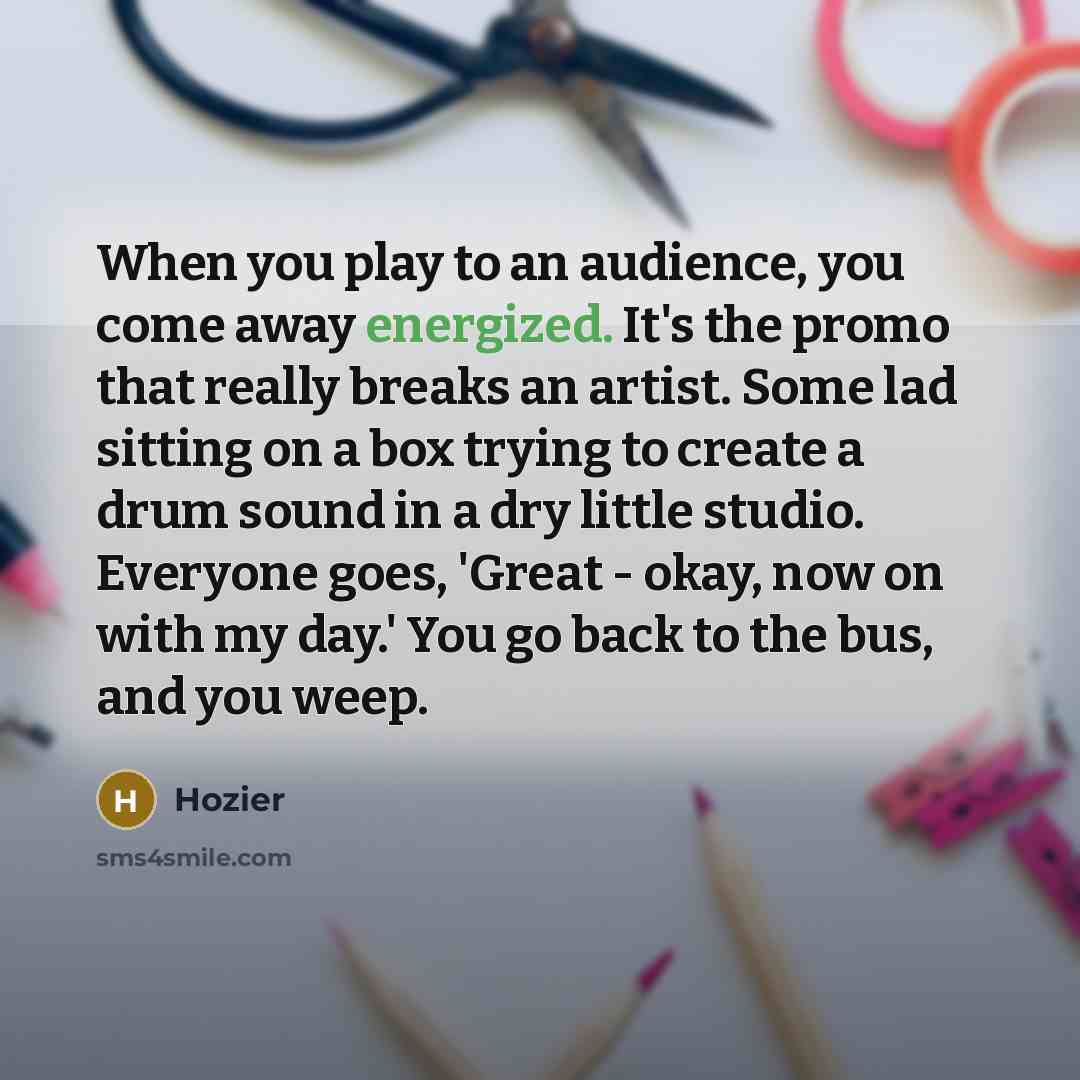“When you play to an audience, you come away energized.…” quote by Hozier