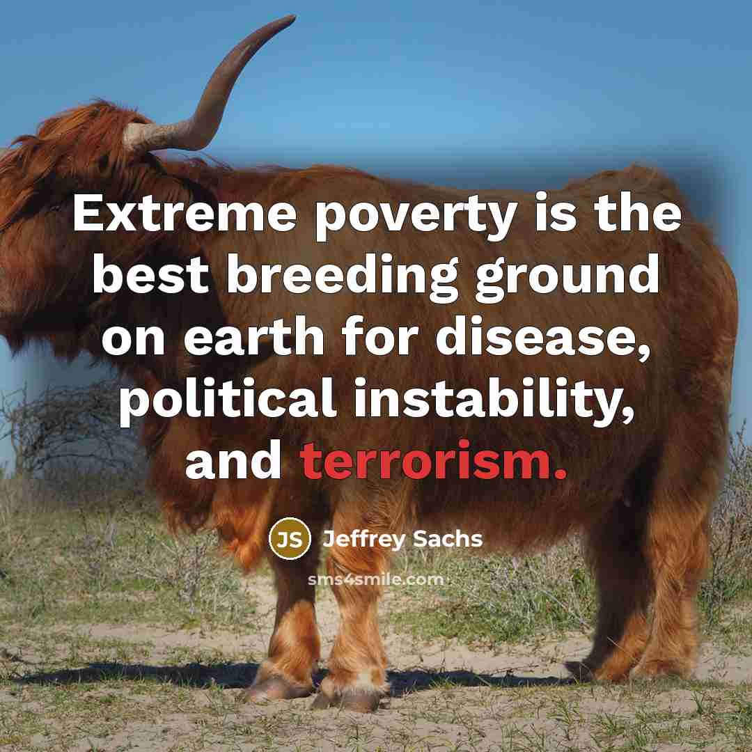 “Extreme poverty is the best breeding ground on earth for…” quote by Jeffrey Sachs