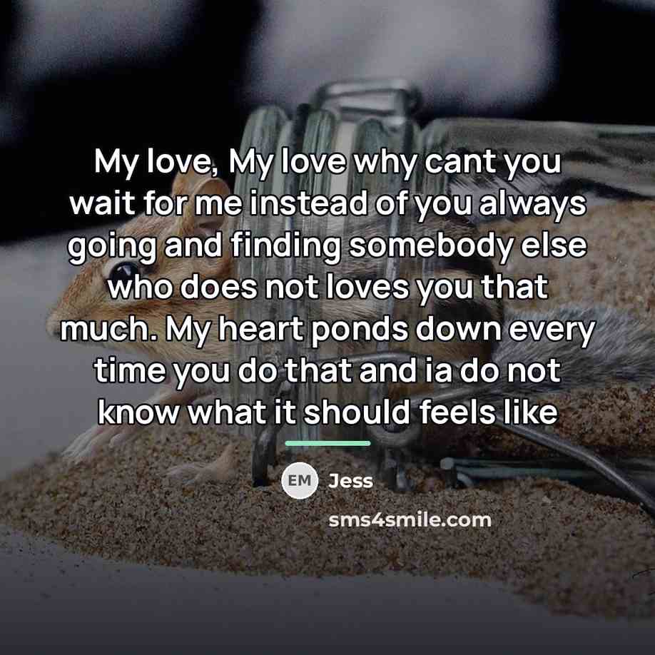 “My love, My love why cant you wait for me…” quote by Jess