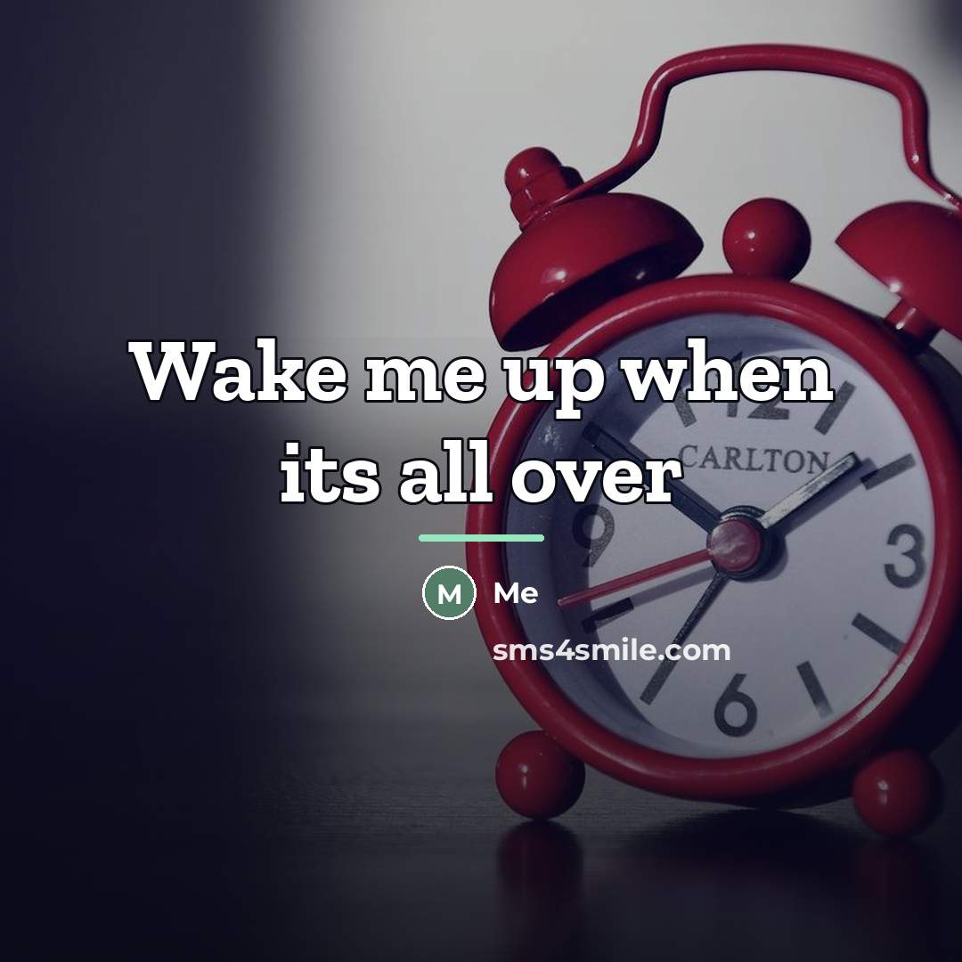 “Wake me up when its all over…” quote by Me