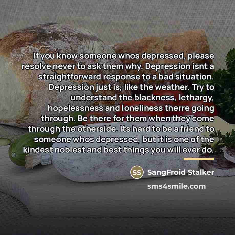 “If you know someone whos depressed, please resolve never to…” quote by SangFroid Stalker