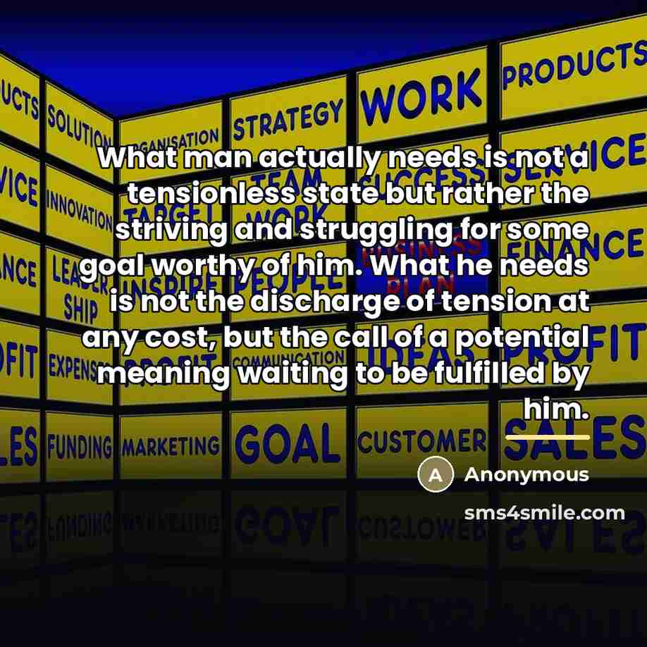 “What man actually needs is not a tensionless state but…” quote by Anonymous