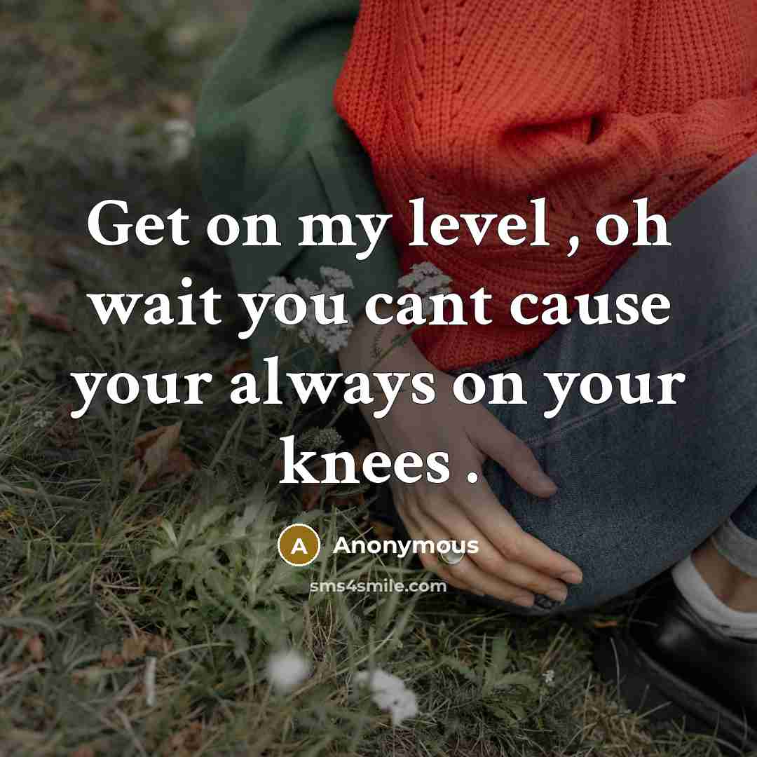 “Get on my level , oh wait you cant cause…” quote by Anonymous