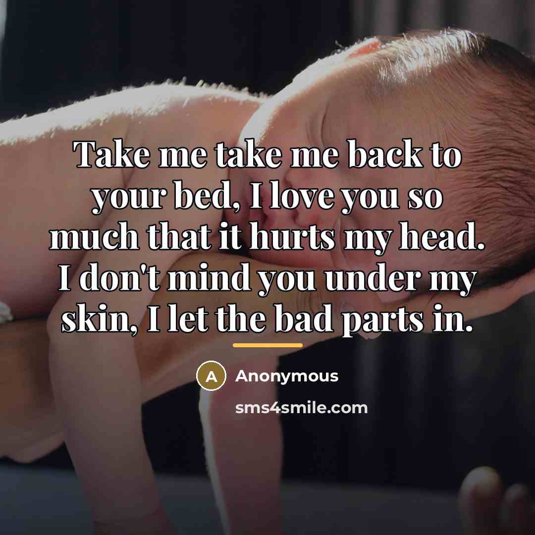 “Take me take me back to your bed, I love…” quote by Anonymous